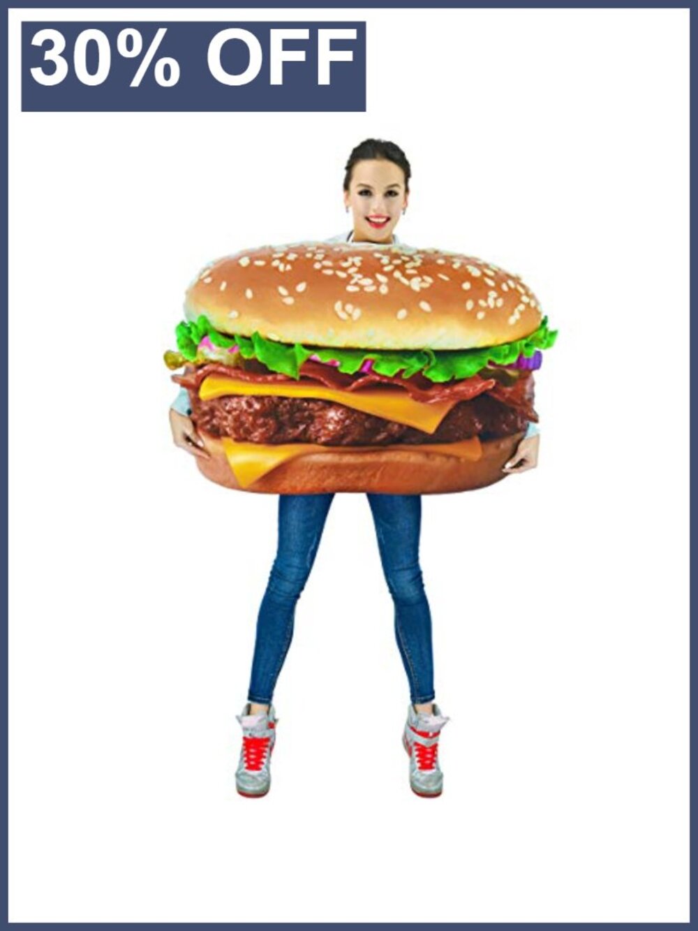 Unisex Adult Hamburger Food Costume Jumpsuit Halloween Party